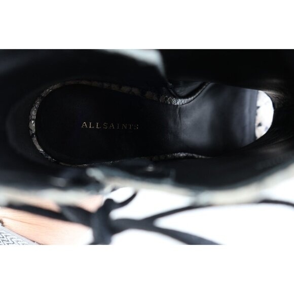 AllSaints Micaela Snake Print Leather Peep Toe Boots Size EU 40 US 9.5/10 Grey - Picture 13 of 14